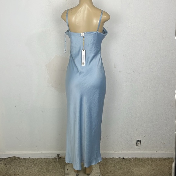 NWT HAUSE OF HARLOW 1960 BLUE SATIN MIDI DRESS SIZE L - Picture 6 of 9